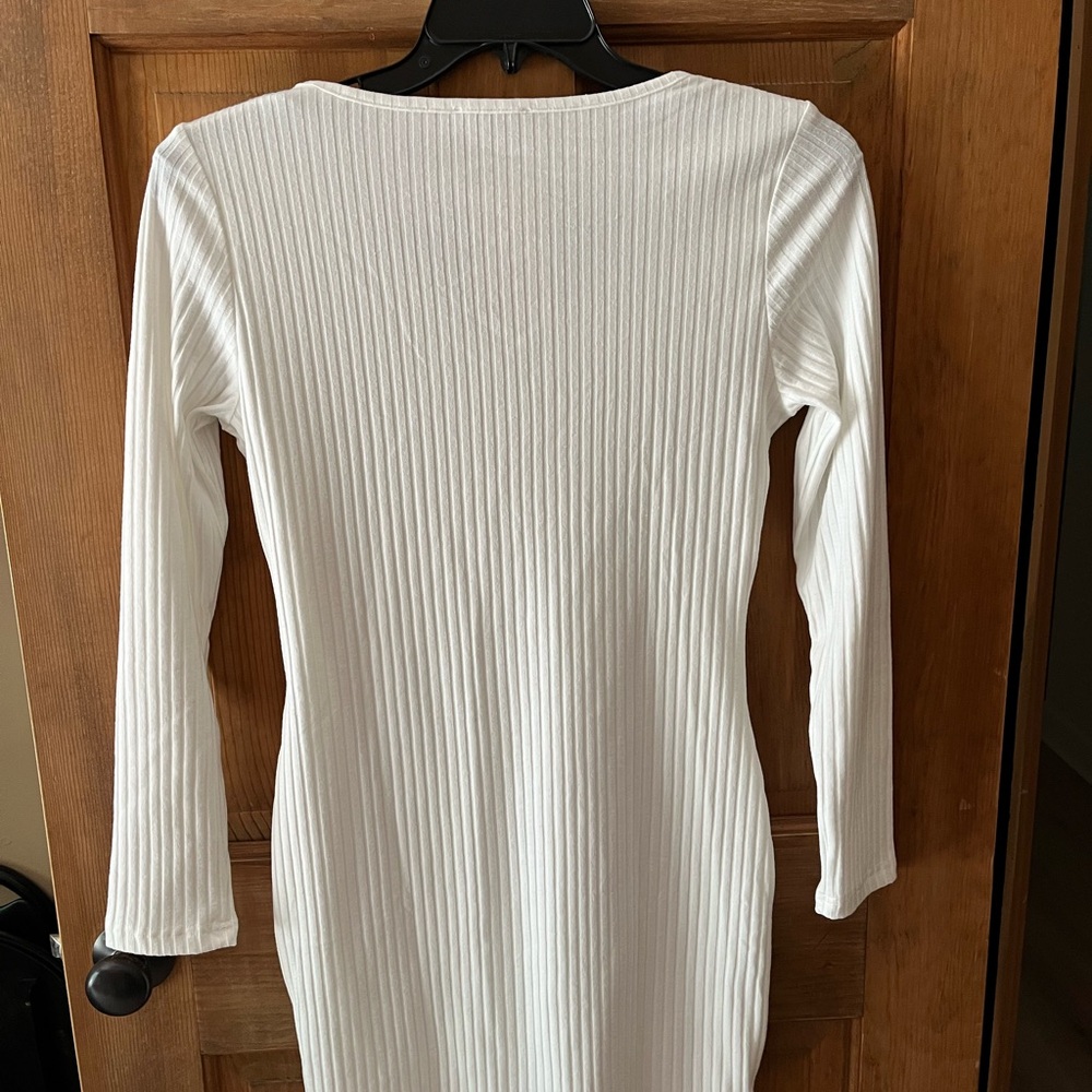 White Ribbed Body Con Dress - Picture 2 of 2